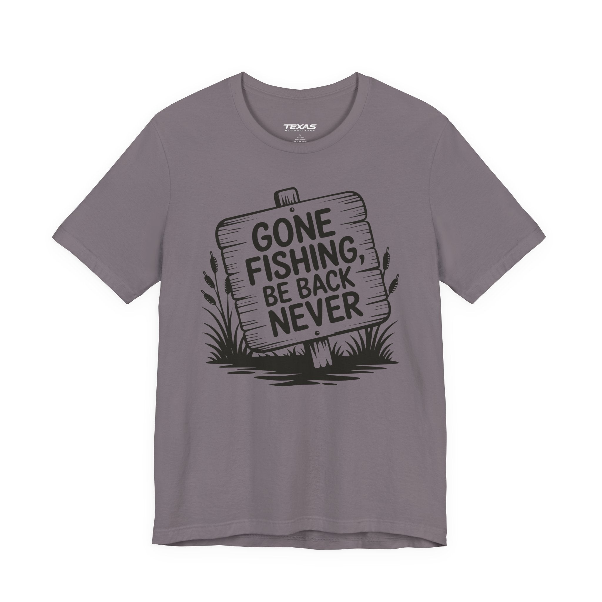 Gone Fishing, Be Back Never — Unisex Cotton Tee
