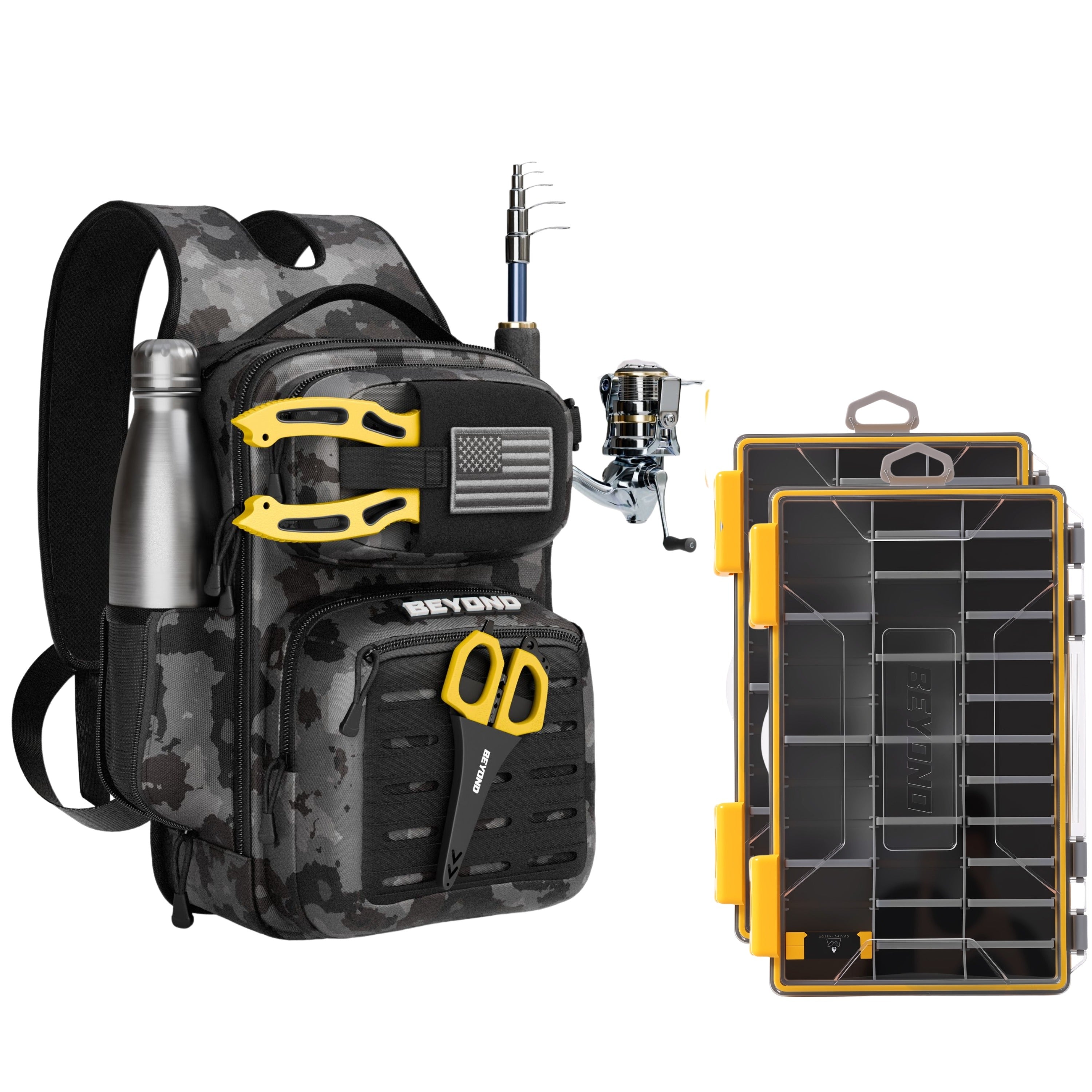 Beyond Braid Voyager Fishing Tackle Backpack, Fits Two 3600 Tackle Boxes