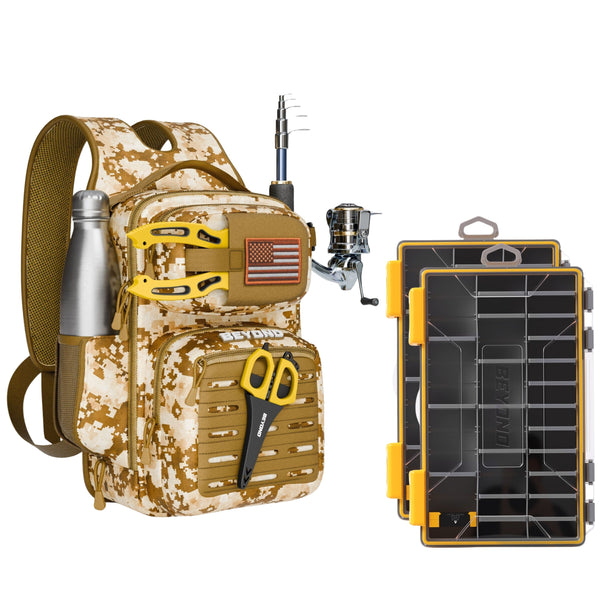Beyond Braid Voyager Fishing Tackle Backpack, Fits Two 3600 Tackle Boxes