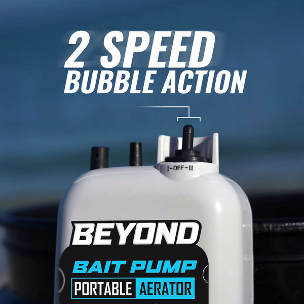Beyond Braid Bait Pump Portable Live Bait Aerator, 2-Speed, Runs on 1 D Battery
