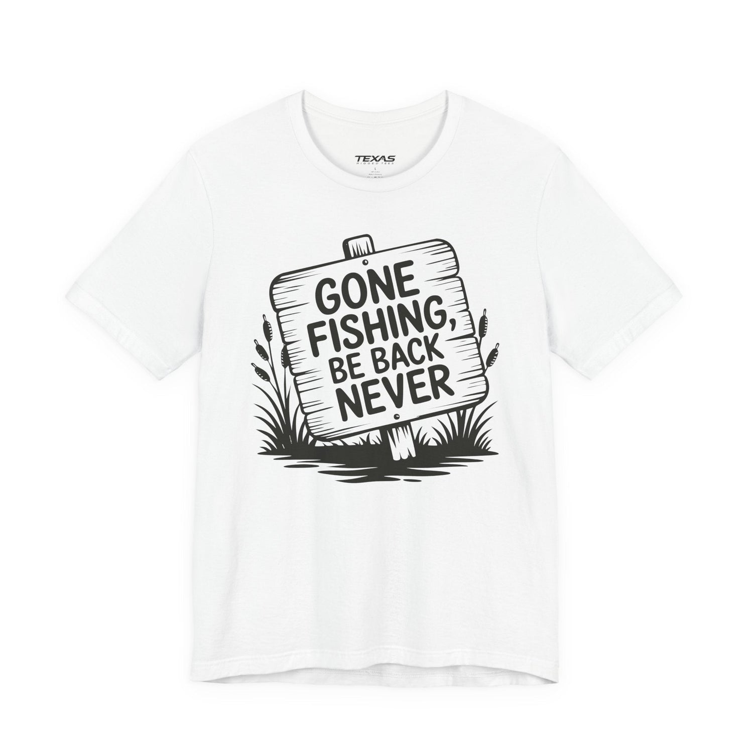Gone Fishing, Be Back Never — Unisex Cotton Tee