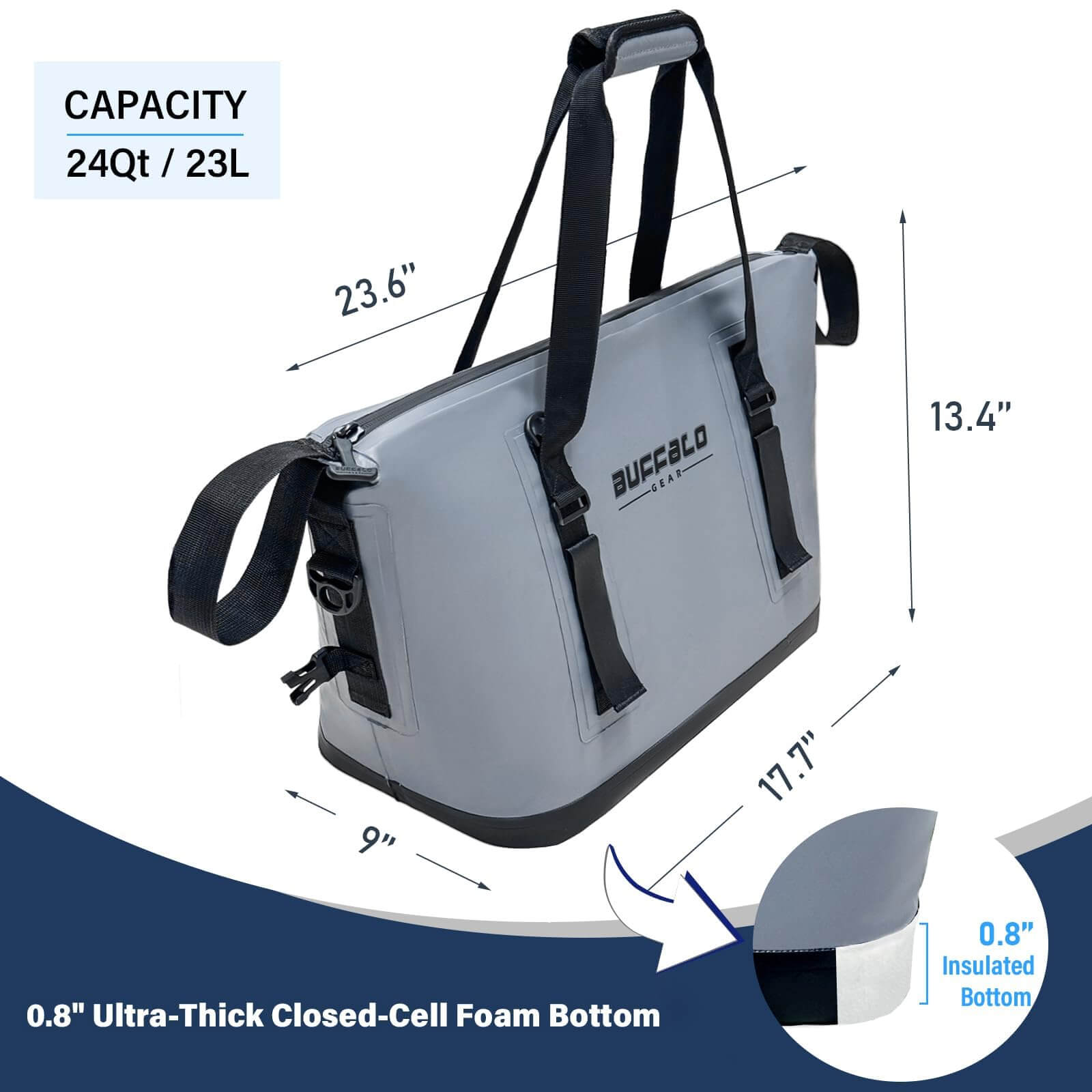 24QT Seamless Insulated Fish Cooler Bag