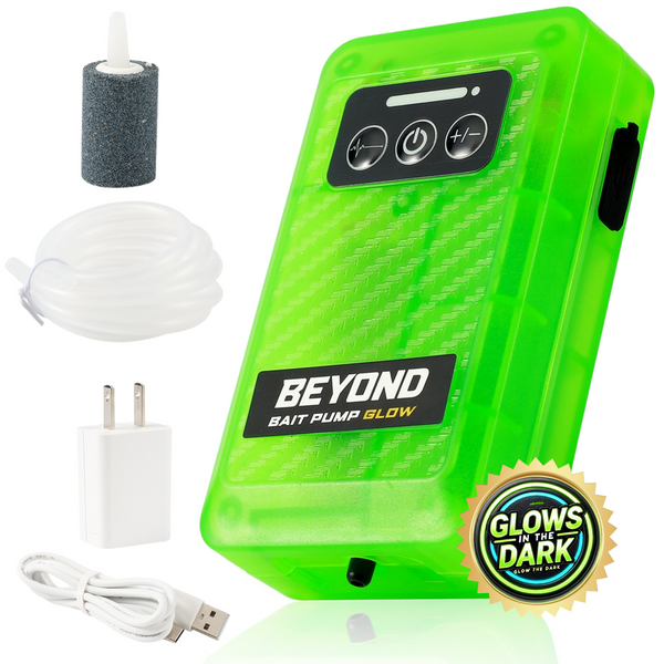 Beyond Braid Bait Pump Rechargeable Live Bait Aerator, 4-Speed, Glow in the Dark