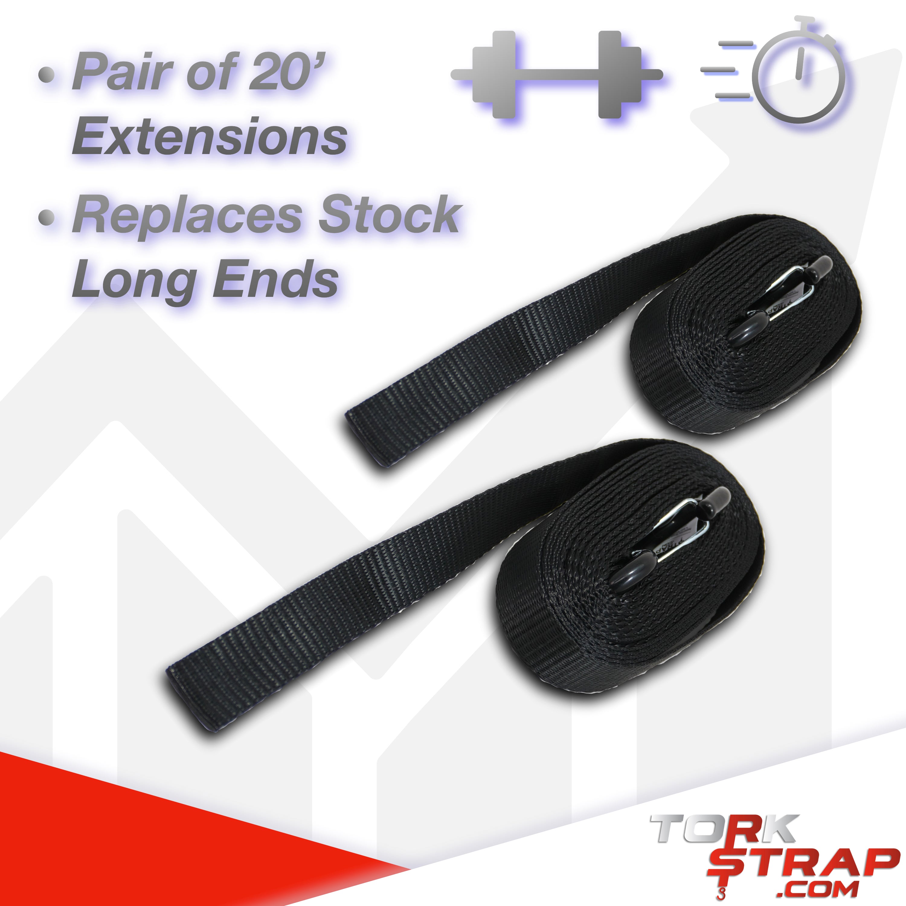 20 Foot 1 Inch Extension Ends for TorkStrap M500 (2-Pack)