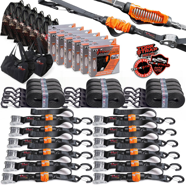 TorkStrap HD750 Spring Loaded Tie-Down Straps, 14' x 1.5", 2250 lb Max Load