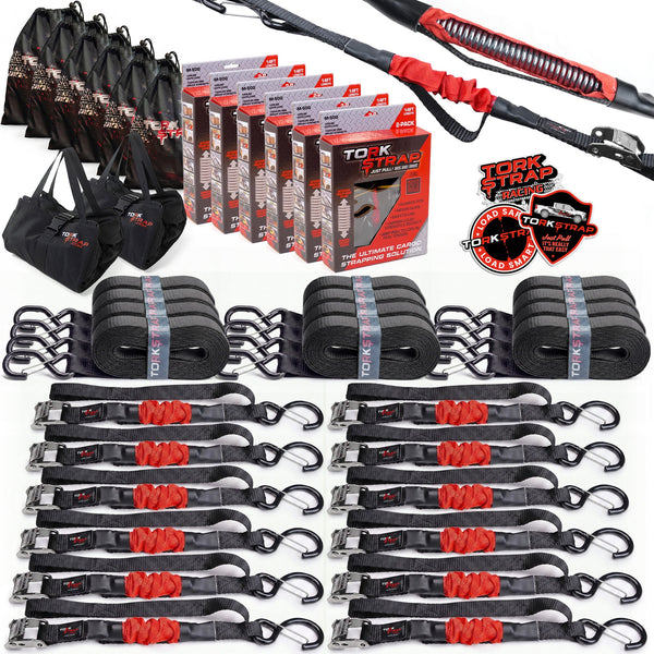 TorkStrap M500 Spring Loaded Tie-Down Straps, 14' x 1", 1500 lb Max Load