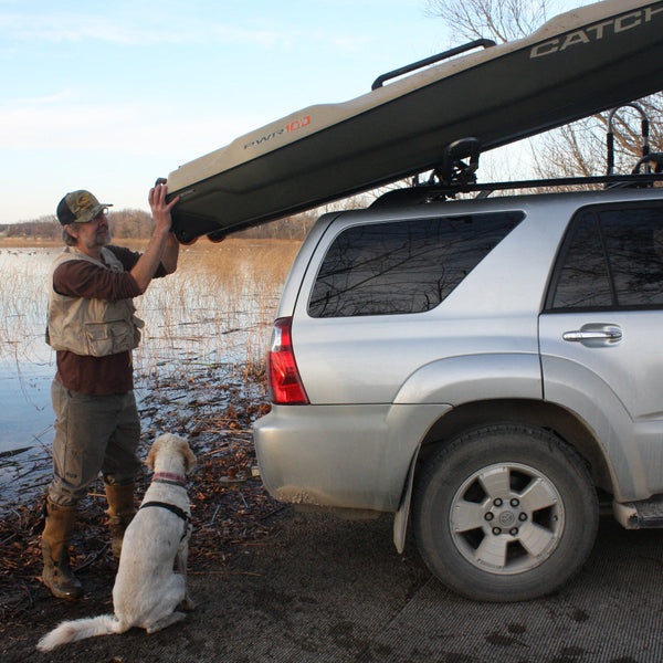 Suspenz EZ Roller V-Rack Kayak Roof Carrier with Integrated Rollers